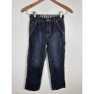 Crazy 8 Slim Carpenter Jeans Size 8 Kids Dark Denim Faded Front Accent‎ EUC